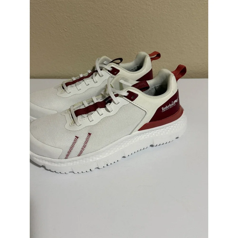 Timberland PRO Reaxion Composite Safety Toe Work Shoes White Burgundy A5VPF 8W